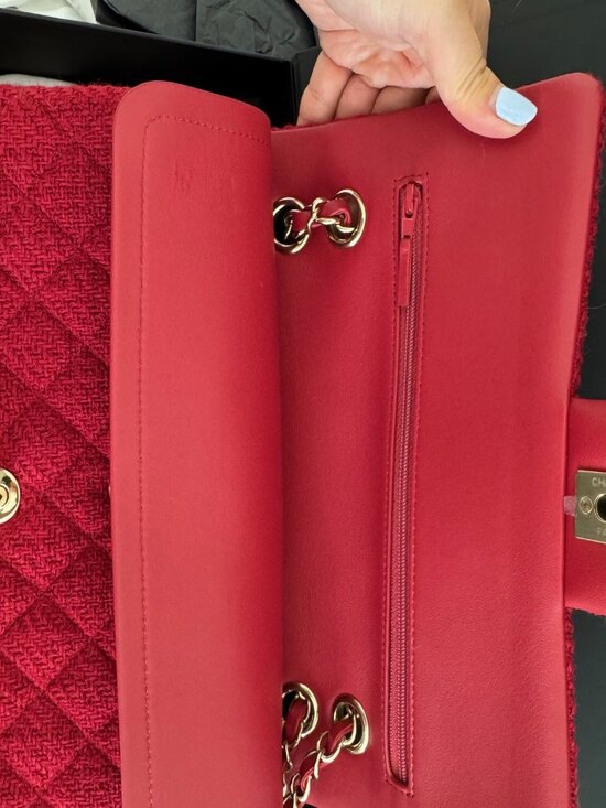 Chanel Classic 11.12 Flap Bag – Red Wool Tweed & Gold Hardware – Brand New - Picture 15 of 16